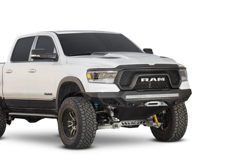 Ram Rebel 1500 Bumper - Front - Addictive Desert Designs - Stealth Fighter - Hammer Black with Satin Black panels - `19-`27